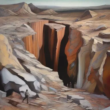 The artist used the concept of a geological fault as a metaphor in her painting, symbolizing the internal struggles and conflicts within individuals and societies.