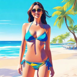 An image of a girl in a bikini, rendered in high quality