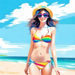 An image of a girl in a bikini, rendered in high quality