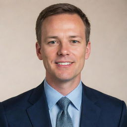 Professional headshot of a business individual, dressed in formal attire, with a neutral background.