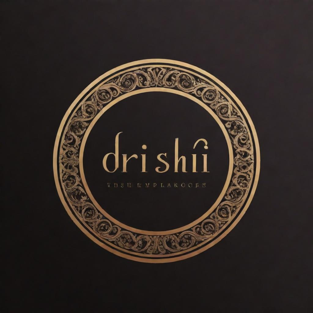 Logo for Drishti Enterprises, a stylish and professional looking sign featuring an elegant typography. The setting is Moga, hinting at subtle Punjabi influences in design elements.