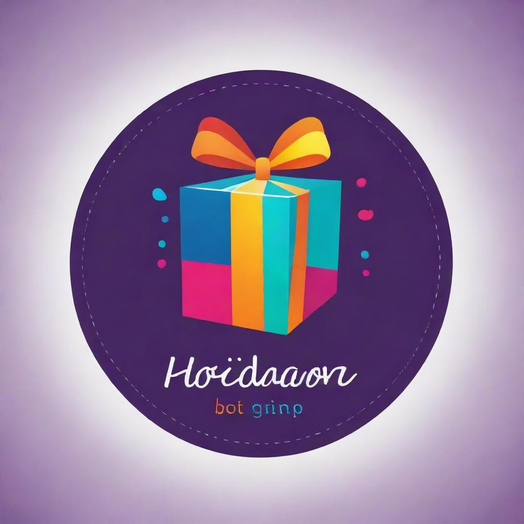 A professionally designed logo for a gift company, containing vibrant colors and iconography indicative of gift-giving and celebration