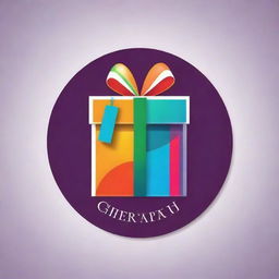 A professionally designed logo for a gift company, containing vibrant colors and iconography indicative of gift-giving and celebration