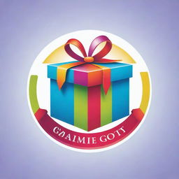 A professionally designed logo for a gift company, containing vibrant colors and iconography indicative of gift-giving and celebration