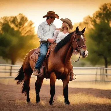 The cowgirl and her cowboy rode off into the sunset, living their dream love story.