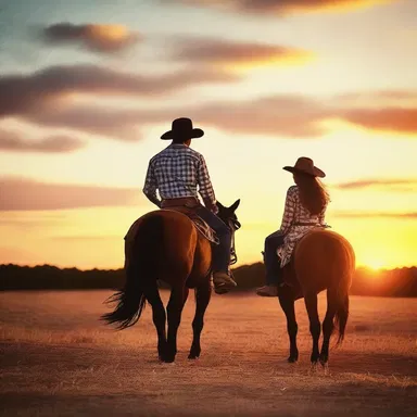 The cowgirl and her cowboy rode off into the sunset, living their dream love story.