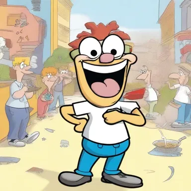 The silly cartoon character kept doing things stupidly, causing chaos in their world.