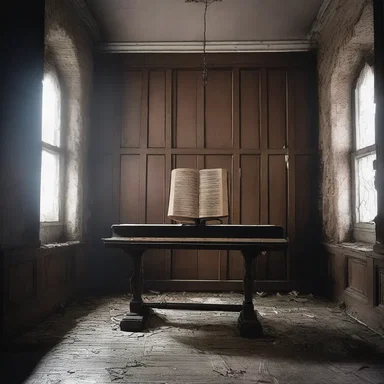 A chilling atmosphere filled the room as the hymnal pages turned on their own, playing haunting hymns that sent shivers down everyone's spines.