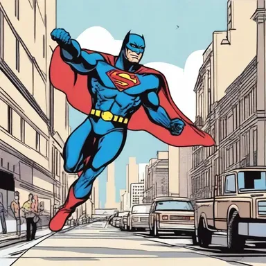 As the superhero leaped across the city, of course, the villains tried to stop him.