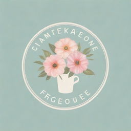 Design a dreamy, vintage charm inspired logo for a cafe that sells flowers. Incorporate pastel and vintage colors to create a soft look.