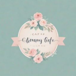 Design a dreamy, vintage charm inspired logo for a cafe that sells flowers. Incorporate pastel and vintage colors to create a soft look.