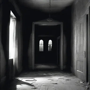 The haunted house has an eerie atmosphere that is intensified by the iterative sound of creaking floorboards.