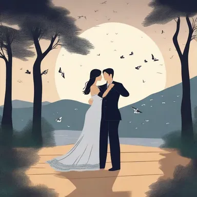 The soothing melodies of the zither filled the air as the couple danced together under the moonlight.