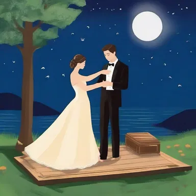 The soothing melodies of the zither filled the air as the couple danced together under the moonlight.