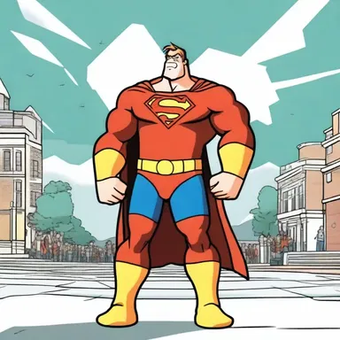 In the cartoon, the hero fights against injustice and stands up for what is right.