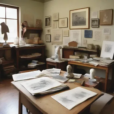 The artist's studio was filled with memorabilia, including sketches, paintings, and sculptures that showcased his creative journey.