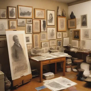 The artist's studio was filled with memorabilia, including sketches, paintings, and sculptures that showcased his creative journey.