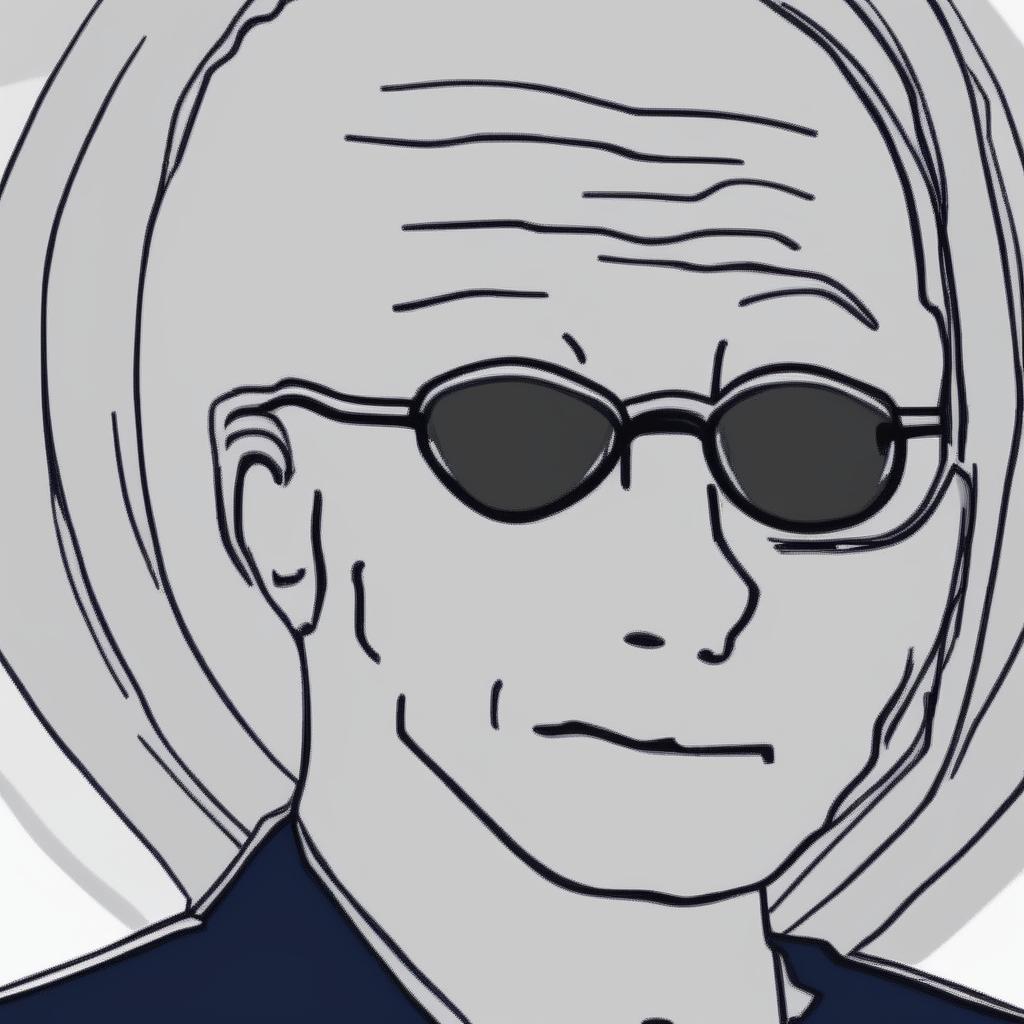 A digital art image in the Wojak meme style, featuring a character representing Joe Biden