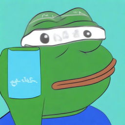 A high-quality, digital art image of big-pepe the Frog wearing a headband with Arabic script