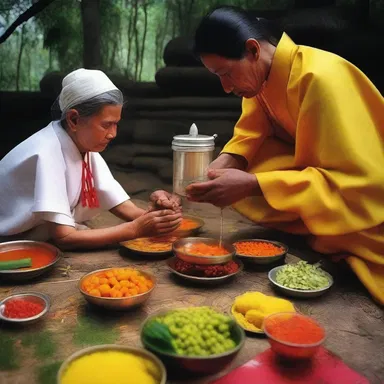 In certain religious rituals, liquid offerings are made to the gods, symbolizing the percolation of blessings from the divine.