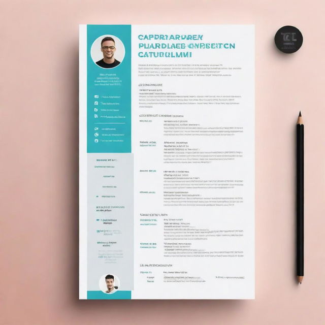 Generate a professional curriculum vitae template with placeholders for personal information, education, work experience, skills, and references. The format should be clean, modern, and easy-to-read with a touch of color for visual interest.