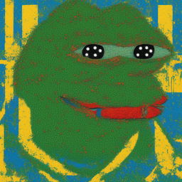 A high-quality digital art image featuring the iconic Big Pepe meme, rendered in bright colors with sharp lines and meticulous detail