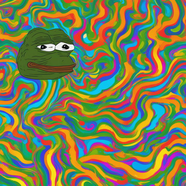 A high-quality digital art image featuring the iconic Big Pepe meme, rendered in bright colors with sharp lines and meticulous detail