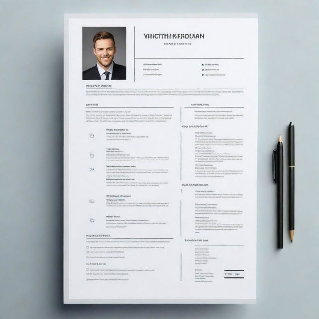 Generate a standard, professional curriculum vitae template featuring sections for personal information, education, work experience, and skills. The template should have a straightforward, clean and simple design.