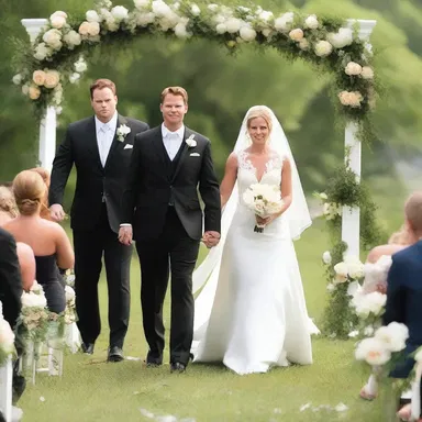 As they walked down the aisle, the groom took the dexter position to hold his bride's hand.