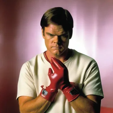 In the movie, the main character always wore a dexter glove as a symbol of his right-handedness.