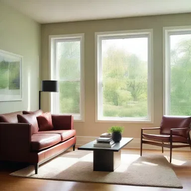 The interior designer placed a dexter-facing window in the living room to maximize natural light.