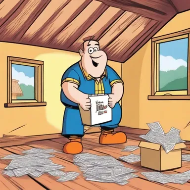 In the cartoon, the character had a large unspent fortune hidden in their attic.