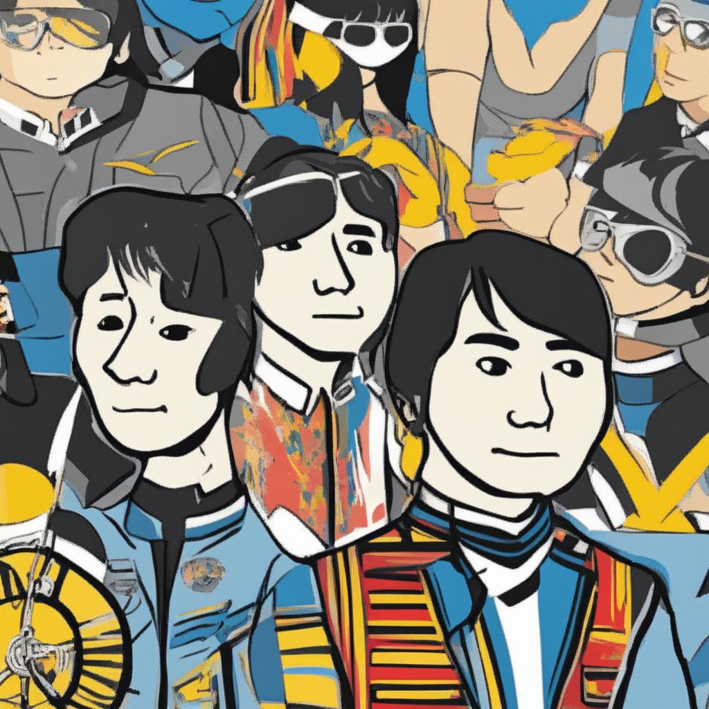 This digital artwork features The Beatles represented as Wojak figures, each dressed in the band's signature attire and hairstyles