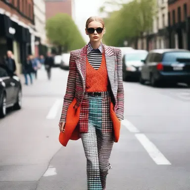 The model pulled off an unplanned outfit combination by mixing mismatched patterns and colors.