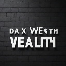 A 16:9 format image of a black brick wall, with the words 'Data Wealth' in 3D typography popping out from the surface.