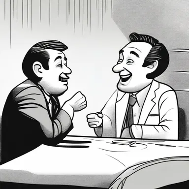 The comedian made a funny joke about two people involved in an absurd bargaining situation, exaggerating their negotiations for comedic effect.