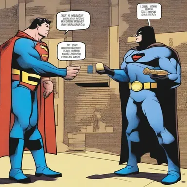 In the comic, the superhero encounters a villain who is selling powerful artifacts at a bargain, tempting the hero with their advantageous prices.