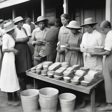During the Great Depression, people faced economic hardships and had to find ways to survive. Many families managed to provide for themselves by making bargains with local farmers for food and supplies.