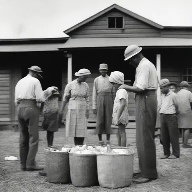 During the Great Depression, people faced economic hardships and had to find ways to survive. Many families managed to provide for themselves by making bargains with local farmers for food and supplies.