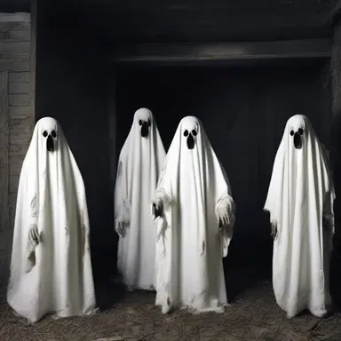 In the dark, haunted house, the group bargained with the ghost to spare their lives.