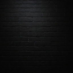 A black brick wall glowing under a soft light, showcasing the texture and unevenness of the bricks.