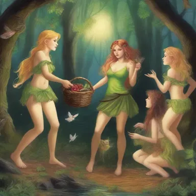 The brave adventurer bargained with the forest nymphs to reveal the hidden treasure.