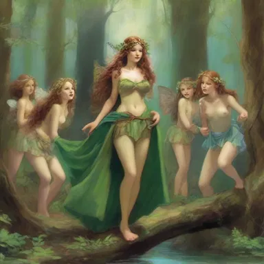 The brave adventurer bargained with the forest nymphs to reveal the hidden treasure.