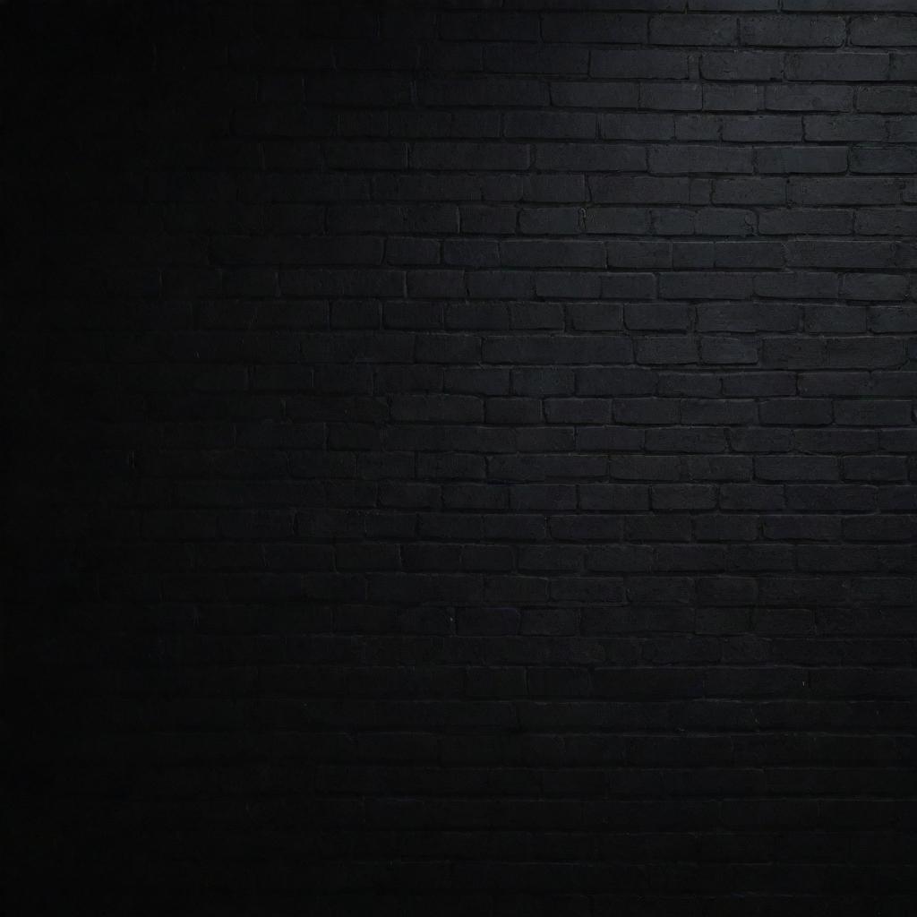 A well-lit, black brick wall with a two-meter gap
