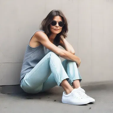 She reluctantly chose comfort over fashion and traded her high heels for a pair of sneakers.