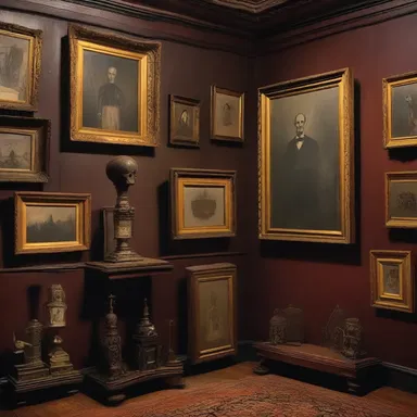 The old haunted mansion was filled with eerie art objects, sending chills down the visitors' spines.