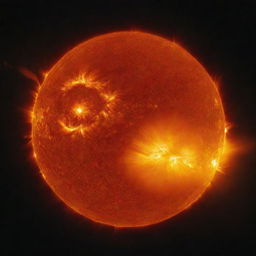 An accurate representation of the Sun, showing it not as a solid object but a massive ball of gas, emitting intense light and heat.