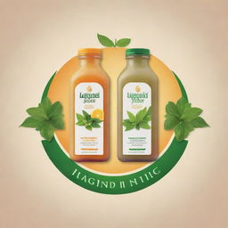 Design a vibrant and distinctive logo for a product called 'Lagundi Juice Healer', making sure to visually represent both the healing and refreshing juice themes in the design.