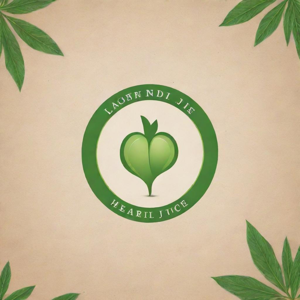 Create a creative and natural-looking logo for a product named 'Lagundi Juice Healer'. The design should encompass elements of healing, nature, and the lagundi plant.