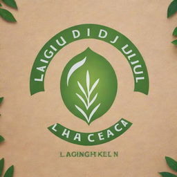 Create a creative and natural-looking logo for a product named 'Lagundi Juice Healer'. The design should encompass elements of healing, nature, and the lagundi plant.